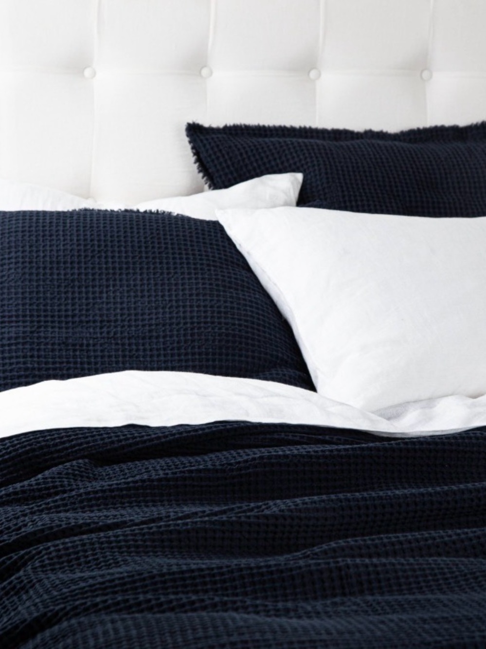 Amity Home Waffle Knit Navy Pillow Cover - Picture 2 of 5